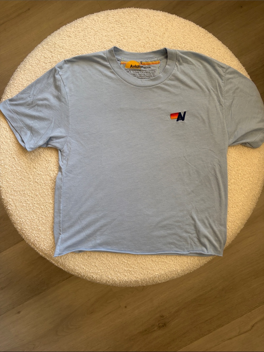 Aviator Nation Light Blue Crewneck Tee with Retro Chest Logo
